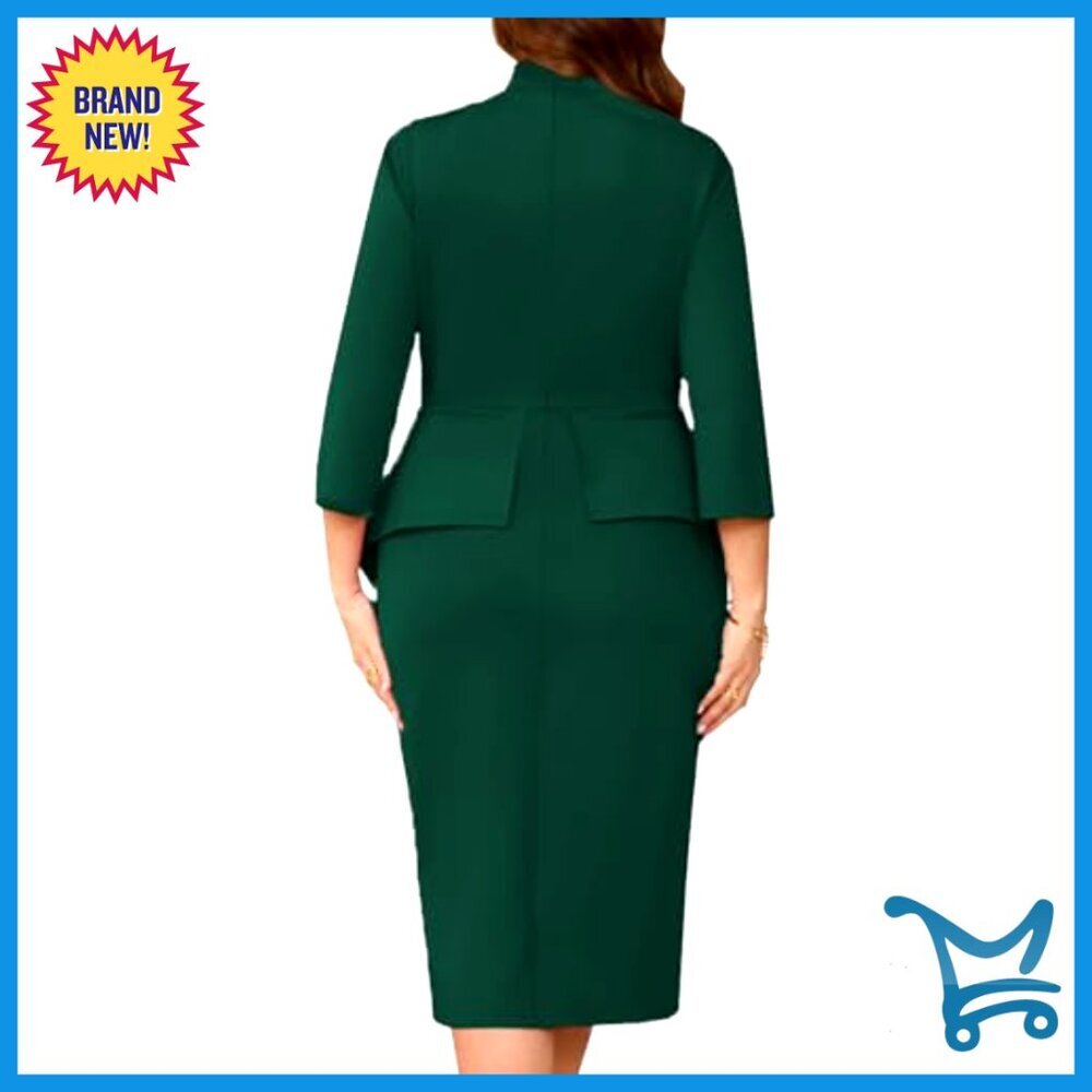 Long Sleeve Midi Dress Bodycon Pencil Cocktail Party Semi Formal Elegant - Picture 2 of 6